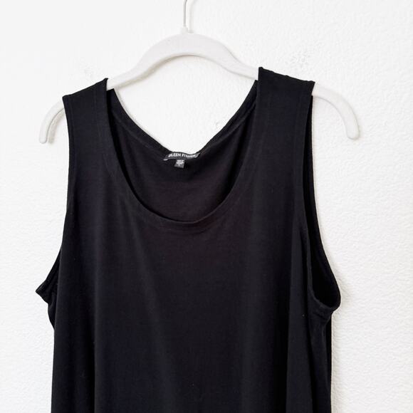 [Eileen Fisher] Black Sleeveless Scoop Neck Basic Tank Top Classic Size Large L - Picture 3 of 10